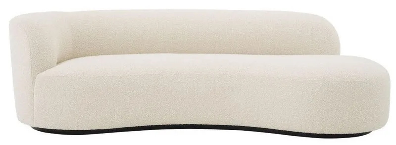 Casa Padrino Luxus Sofa Creme / Schwarz 230 x 110 x H. 68 cm - Gebogenes Wohnzimmer Sofa - Hotel Sofa - Luxus Qualität