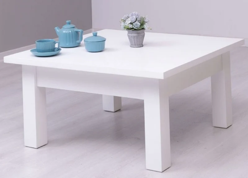 Casa Padrino Landhausstil Couchtisch Weiß 90 x 90 x H. 45 cm - Massivholz Wohnzimmertisch - Wohnzimmermöbel im Landhausstil