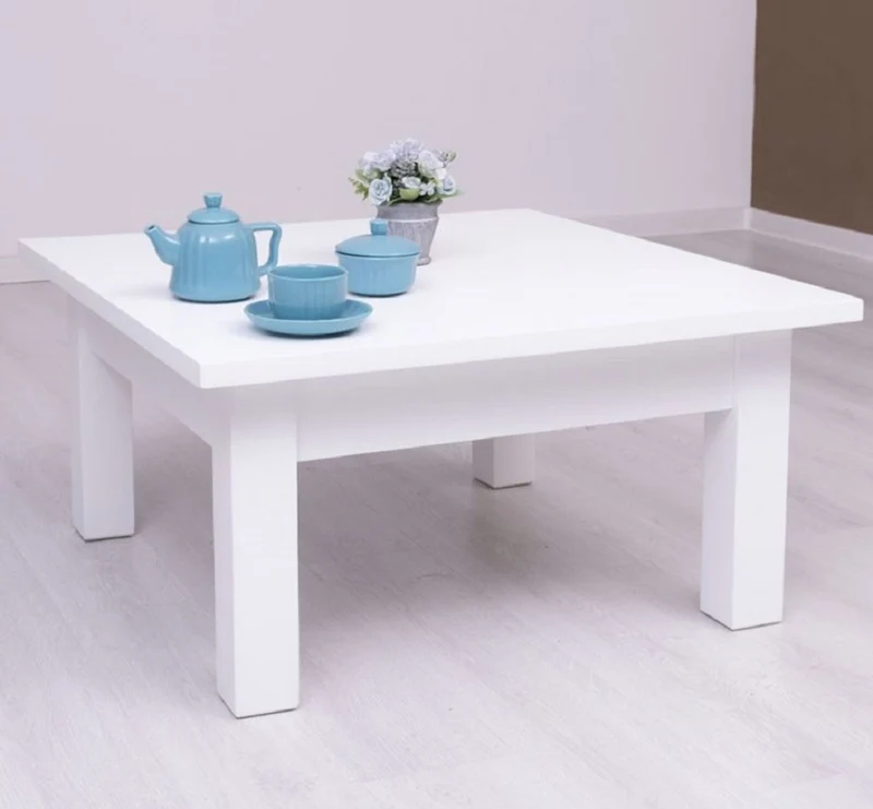 Casa Padrino Landhausstil Couchtisch Weiß 90 x 90 x H. 45 cm - Massivholz Wohnzimmertisch - Wohnzimmermöbel im Landhausstil