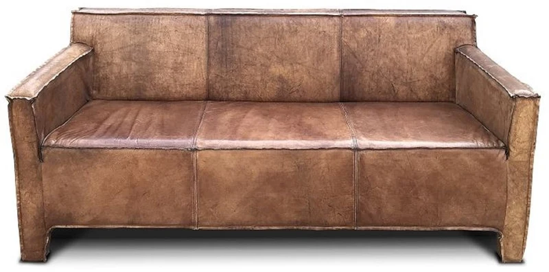 Casa Padrino Luxus Vintage Leder Sofa 185 x 66 x H. 82 cm - Verschiedene Farben - Echtleder Wohnzimmer Sofa - Luxus Echtleder Möbel