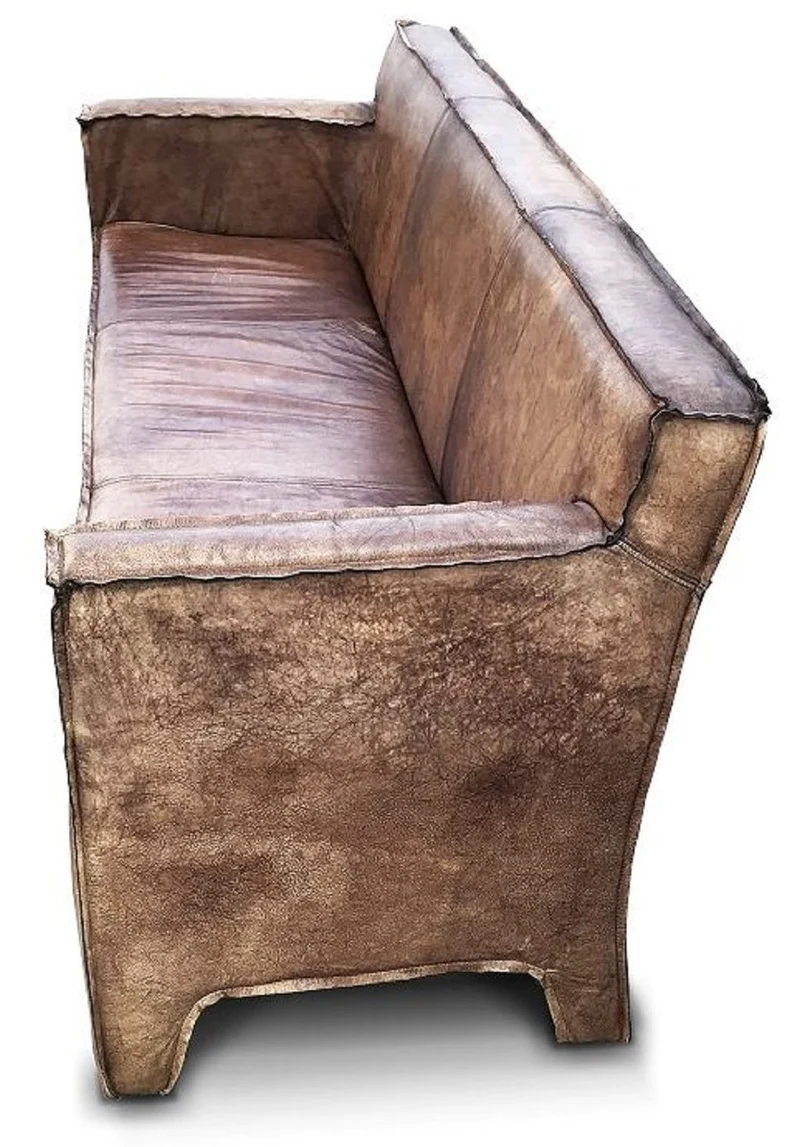 Casa Padrino Luxus Vintage Leder Sofa 185 x 66 x H. 82 cm - Verschiedene Farben - Echtleder Wohnzimmer Sofa - Luxus Echtleder Möbel