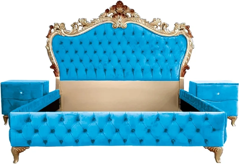 Casa Padrino Barock Schlafzimmer Set - Verschiedene Farben - 1 Doppelbett mit Kopfteil & 2 Nachtkommoden - Schlafzimmer Möbel im Barockstil - Edel & Prunkvoll