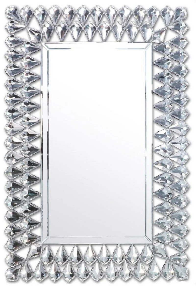 Casa Padrino Art Deco Kristall Wandspiegel 66, 2 x 3 x H. 96,6 cm - Rechteckiger Wohnzimmer Spiegel - Art Deco Möbel