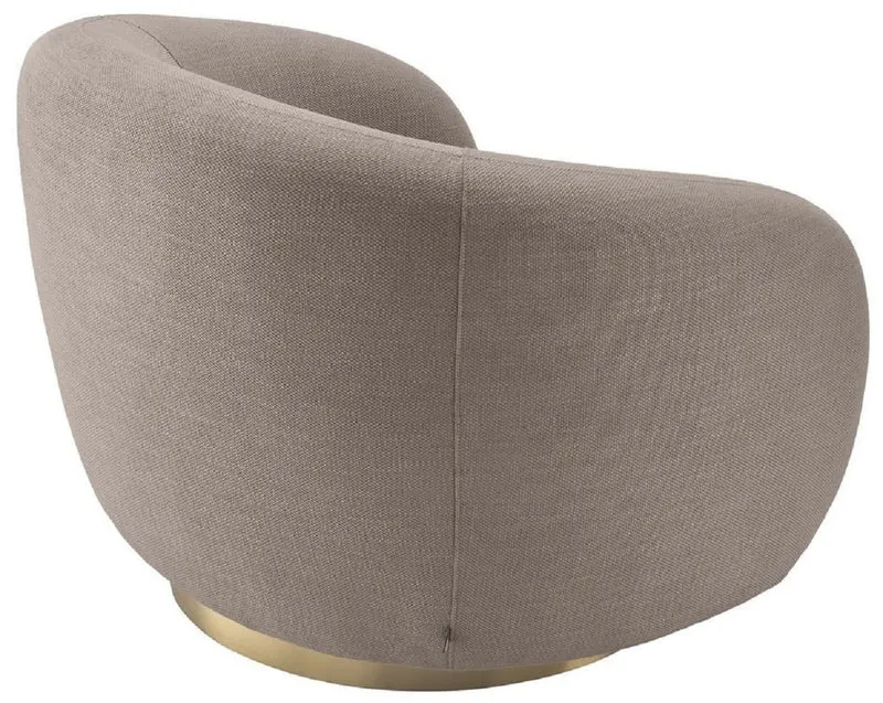 Casa Padrino Luxus Drehsessel Sandfarben / Messing 96 x 85 x H. 74 cm - Wohnzimmer Sessel - Wohnzimmer Möbel - Luxus Qualität