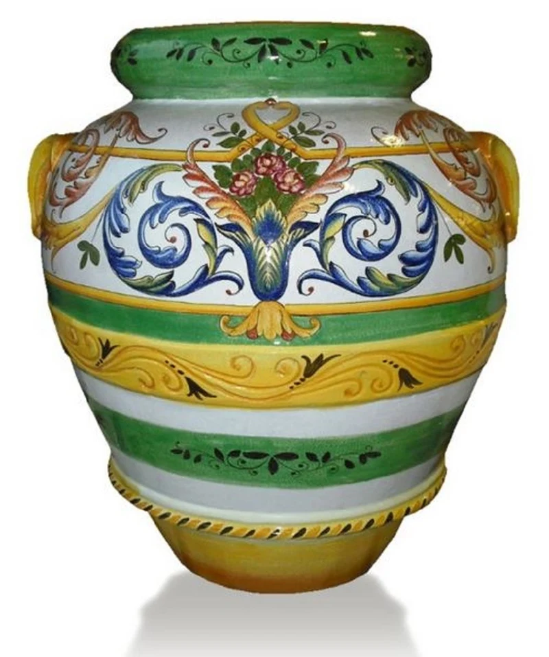 Casa Padrino Luxus Barock Terracotta Vase Weiß / Bunt - Verschiedene Größen - Prunkvolle handgefertigte & handbemalte Blumenvase - Barock Deko Accessoires