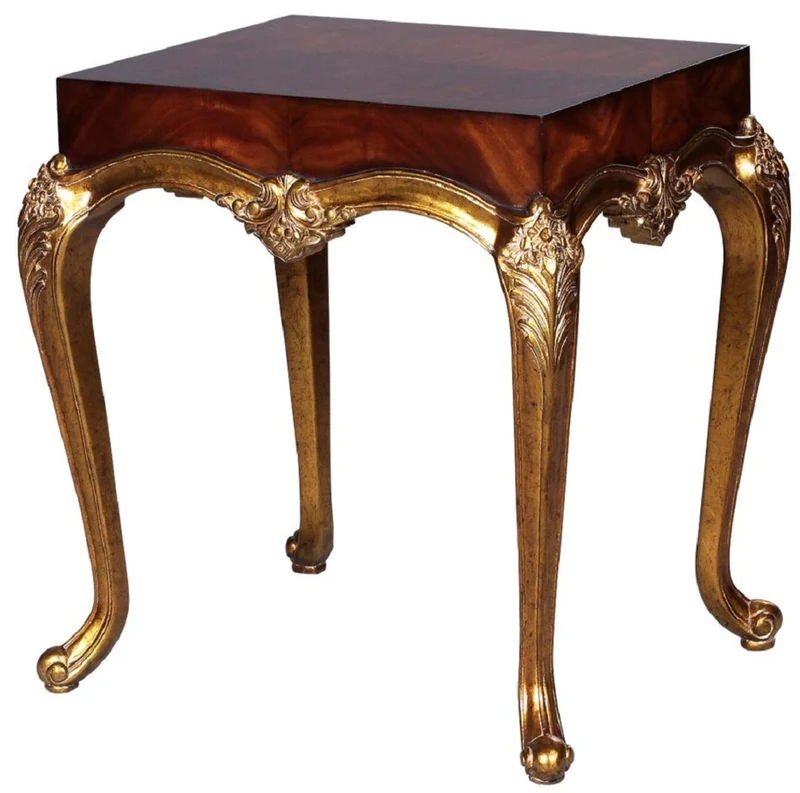 Casa Padrino Luxus Barock Beistelltisch Dunkelbraun / Antik Gold - Prunkvoller Massivholz Tisch im Barockstil - Barock Wohnzimmer Möbel
