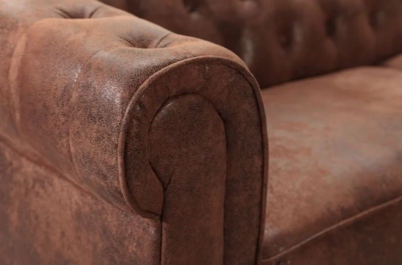 Casa Padrino Chesterfield Ecksofa Links Antik Braun - Microfaser Wohnzimmer Sofa - Chesterfield Wohnzimmer Möbel