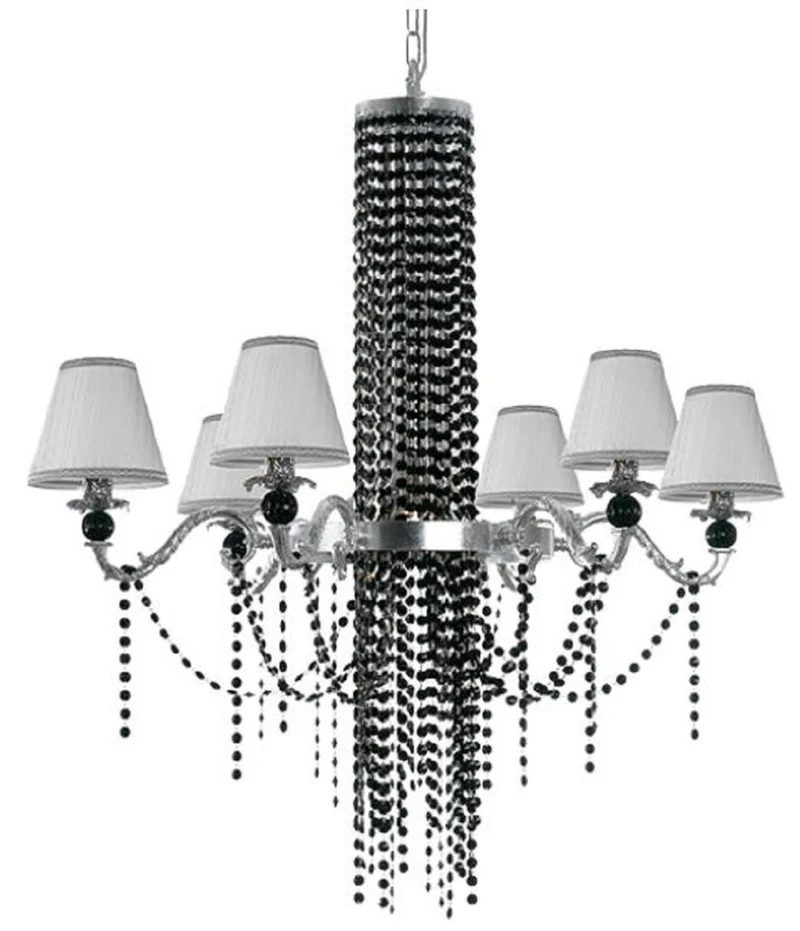 Casa Padrino Luxus Barock Kronleuchter Silber / Schwarz Ø 93 x H. 100 cm - Prunkvoller Lüster mit Böhmischem Kristallglas - Barock Möbel - Edel & Prunkvoll