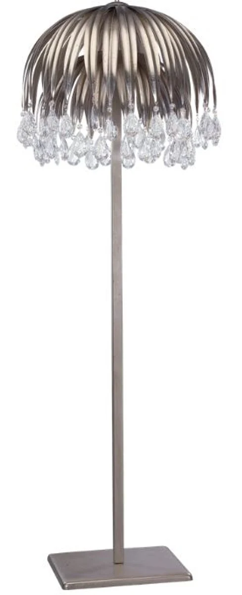 Casa Padrino Luxus Kristall Stehleuchte Silber Ø 60 x H. 190 cm - Moderne Metall Stehlampe - Hotel & Restaurant Leuchte