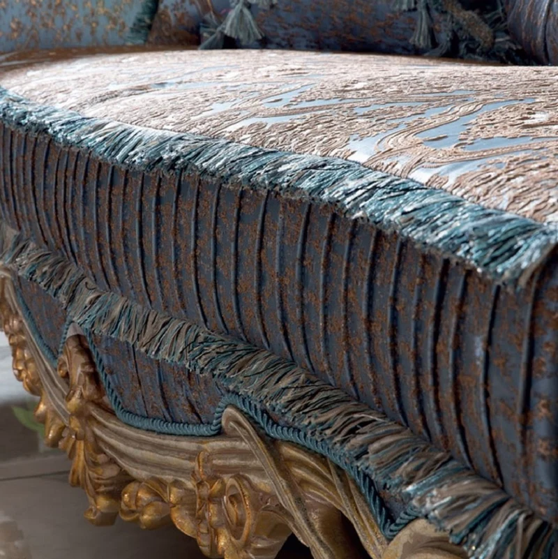 Casa Padrino Luxus Barock Wohnzimmer Set Blau / Kupfer / Silber / Braun / Gold - 2 Sofas & 2 Sessel & 1 Couchtisch - Handgefertigte Wohnzimmer Möbel im Barockstil - Edel & Prunkvoll