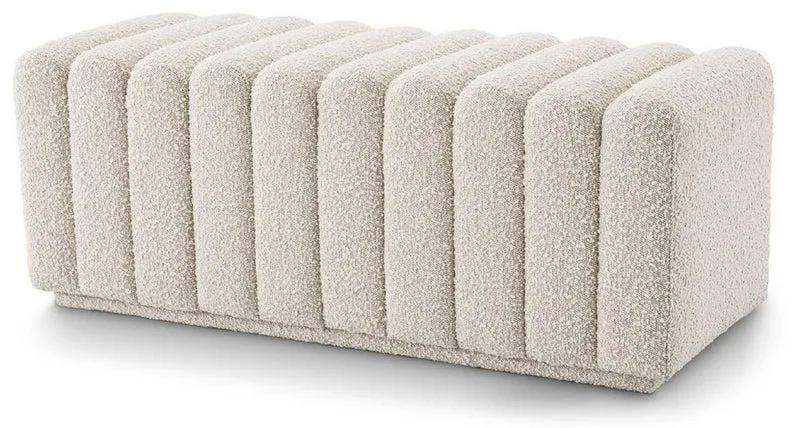 Casa Padrino Luxus Sitzbank Cremefarben 116 x 47 x H. 46 cm - Gepolsterte Wohnzimmer Bank - Wohnzimmer Möbel - Hotel Möbel - Luxus Möbel