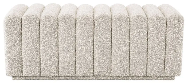 Casa Padrino Luxus Sitzbank Cremefarben 116 x 47 x H. 46 cm - Gepolsterte Wohnzimmer Bank - Wohnzimmer Möbel - Hotel Möbel - Luxus Möbel