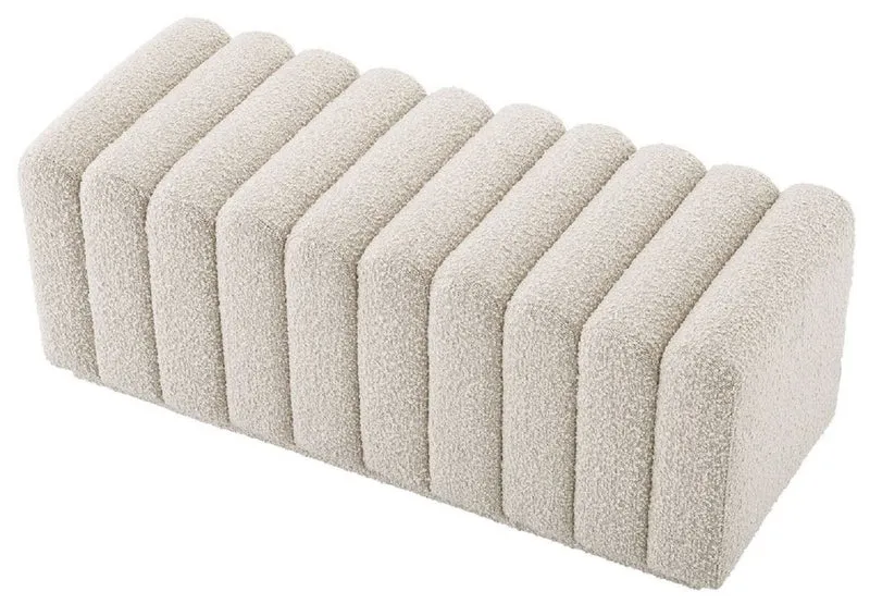 Casa Padrino Luxus Sitzbank Cremefarben 116 x 47 x H. 46 cm - Gepolsterte Wohnzimmer Bank - Wohnzimmer Möbel - Hotel Möbel - Luxus Möbel