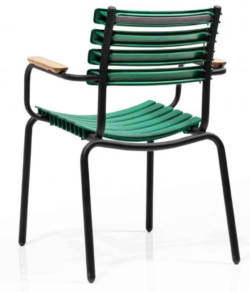 Casa Padrino Luxus Gartenstuhl Set Grün / Braun / Schwarz 50 x 45 x H. 79 cm - Moderne Gartenstühle mit Armlehnen - Garten & Gastronomie Möbel