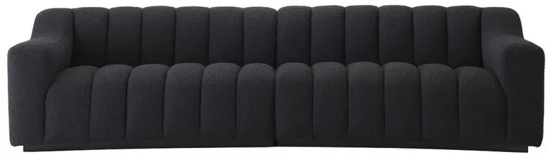 Casa Padrino Luxus Sofa Schwarz 300 x 100 x H. 78,5 cm - Leicht gebogenes Wohnzimmer Sofa - Hotel Sofa - Luxus Qualität