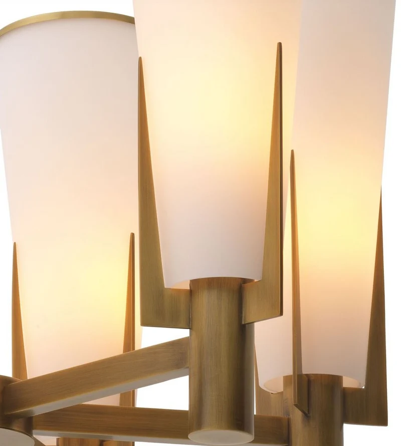 Casa Padrino Luxus Kronleuchter Antik Messingfarben / Weiß Ø 60 x H. 78 cm - Moderner Metall Kronleuchter mit Glas Lampenschirmen - Luxus Kollektion