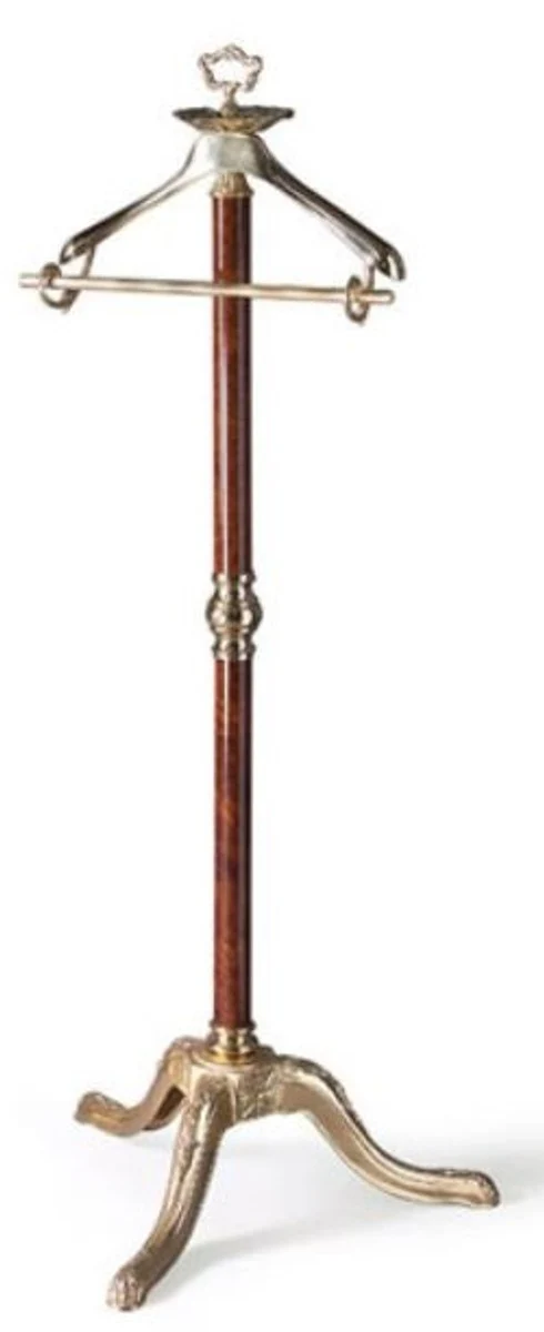 Casa Padrino Luxus Barock Dressboy Messingfarben / Dunkelbraun 40 x 40 x H. 133 cm - Edler Messing Kleiderständer - Barock Hotel Garderoben Möbel