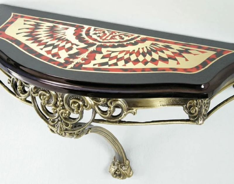 Casa Padrino Luxus Barock Wandkonsole Schwarz / Rot / Gold / Bronze 62 x 25 x H. 38 cm - Wanddeko Konsole im Barockstil - Barock Möbel - Luxus Qualität