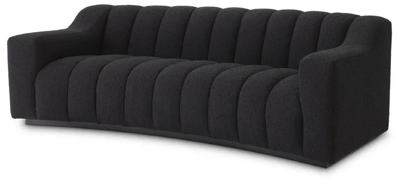Casa Padrino Luxus Sofa Schwarz 234 x 96 x H. 76,5 cm - Leicht gebogenes Wohnzimmer Sofa - Hotel Sofa - Luxus Qualität