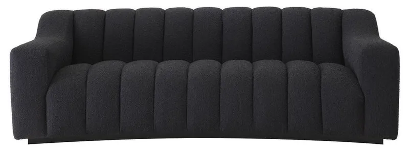 Casa Padrino Luxus Sofa Schwarz 234 x 96 x H. 76,5 cm - Leicht gebogenes Wohnzimmer Sofa - Hotel Sofa - Luxus Qualität