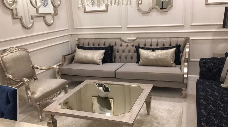 Casa Padrino Luxus Barock Sofa Grau / Antik Silber - Handgefertigtes Wohnzimmer Sofa - Barock Wohnzimmer Möbel - Edel & Prunkvoll