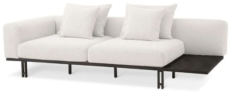 Casa Padrino Luxus Sofa Creme / Bronze 233 x 104 x H. 60,5 cm - Modernes Wohnzimmer Sofa Linke Seite - Hotel Sofa - Luxus Qualität