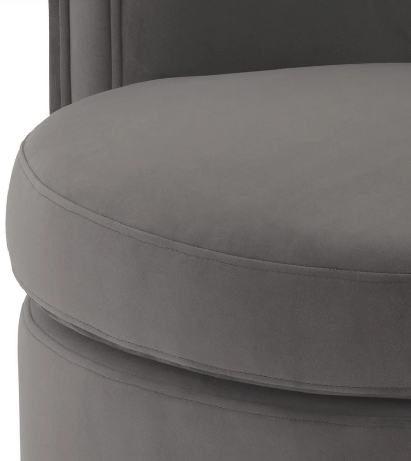 Casa Padrino Luxus Drehsessel Grau / Matt Gold 80 x 73 x H. 71,5 cm - Gepolsteter Wohnzimmer Sessel mit edlem Samtstoff - Luxus Möbel