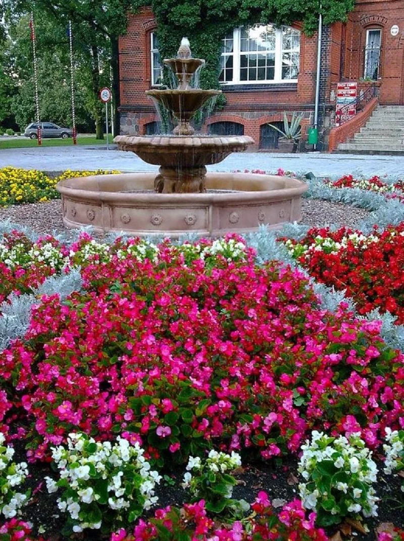 Casa Padrino Barock Springbrunnen mit Umrandung Braun Ø 265 x H. 180 cm - Gartenbrunnen - Gartendeko Brunnen - Prunkvolle Barock Garten Deko Accessoires
