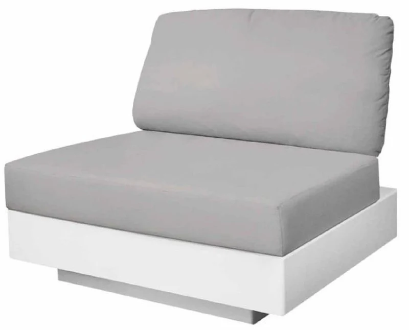 Casa Padrino Luxus Gartensessel Grau / Matt Weiß 70 x 90 x H. 70 cm - Wetterbeständiger Garten Terrassen Sessel - Hotel Möbel - Luxus Qualität
