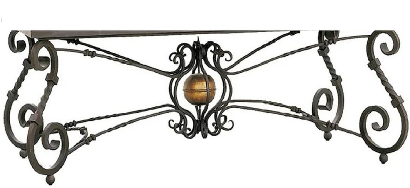 Casa Padrino Luxus Barock Esstisch - Handgefertigter Schmiedeeisen Küchentisch mit Naturstein Mosaik Fliesen Tischplatte - Garten Tisch - Terrassen Tisch - Esszimmer Garten Terrassen Möbel