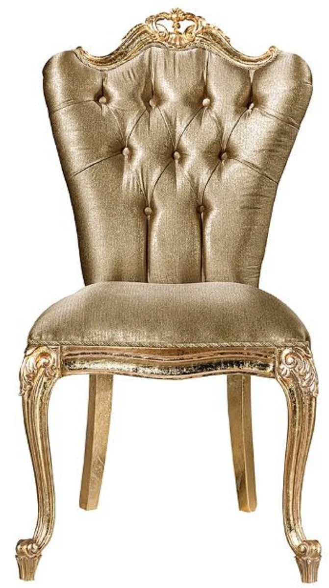 Casa Padrino Luxus Barock Esszimmer Set Weiß / Gold - 1 Esstisch & 6 Esszimmerstühle - Handgefertigte Esszimmer Möbel im Barockstil - Edel & Prunkvoll