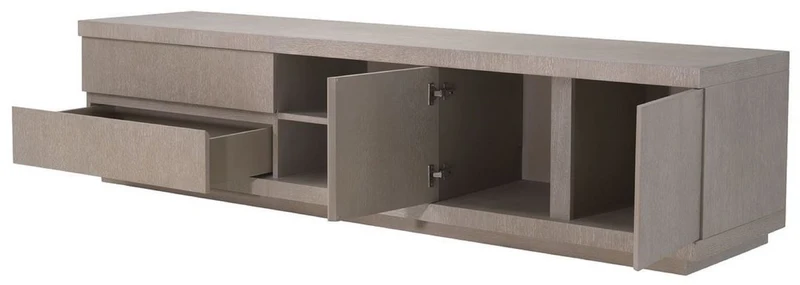 Casa Padrino Luxus TV Schrank Grau 220 x 52,5 x H. 53 cm - Massivholz Fernsehschrank - Wohnzimmer Möbel - Luxus Qualität