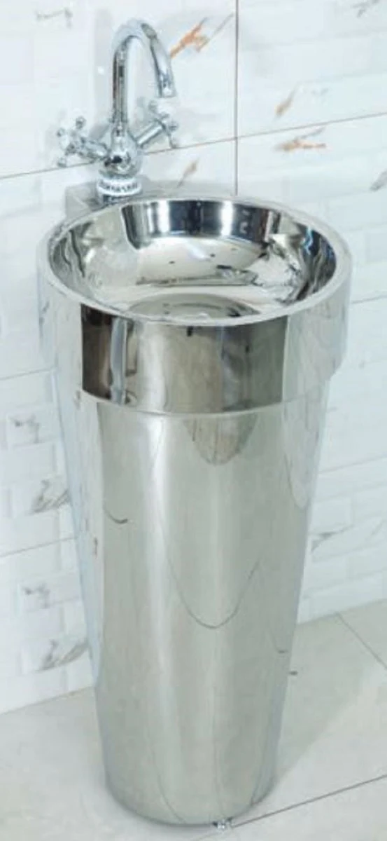 Casa Padrino Luxus Edelstahl Waschtisch Silber 40 x H. 86 cm - Badezimmer Möbel - Hotel & Restaurant Kollektion - Luxus Qualität