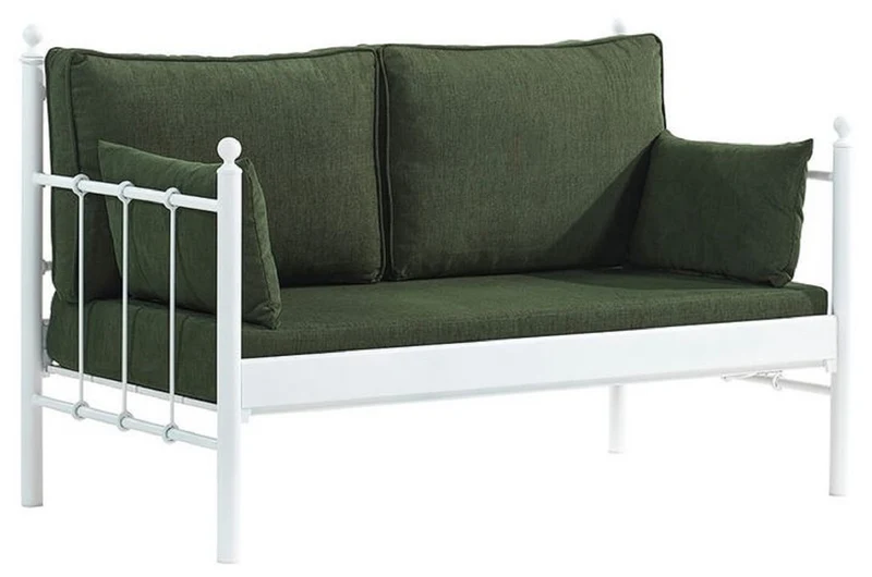 Casa Padrino Jugendstil Gartensofa Weiß / Dunkelgrün 140 x 70 x H. 92 cm - Garten Sofa - Terrassen Sofa - Jugendstil Garten & Terrassen Möbel