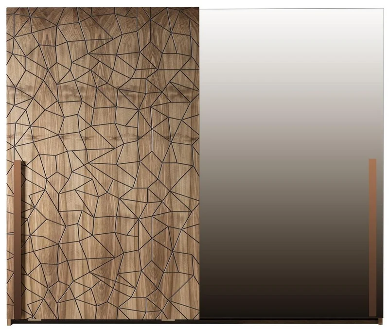 Casa Padrino Luxus Schlafzimmerschrank Braun / Kupferfarben 260 x 70 x H. 220 cm - Massivholz Kleiderschrank mit 2 Schiebetüren - Luxus Schlafzimmer Möbel