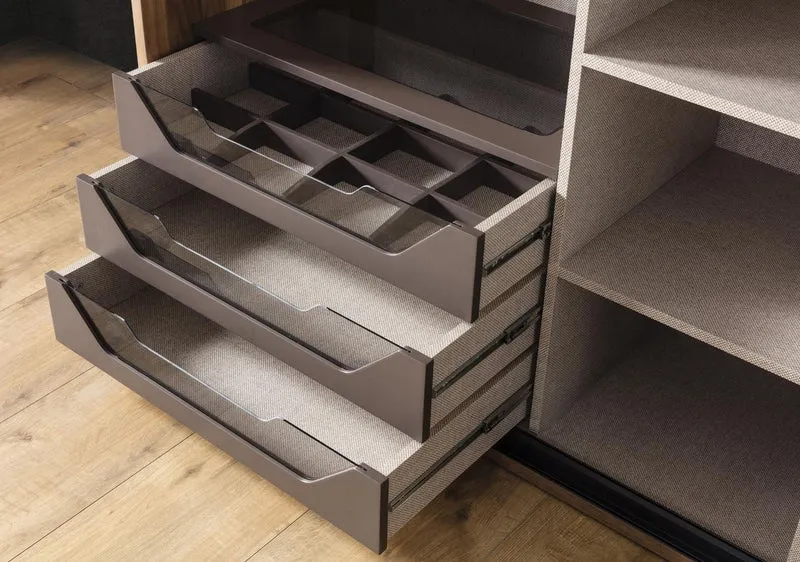 Casa Padrino Luxus Schlafzimmerschrank Braun / Kupferfarben 260 x 70 x H. 220 cm - Massivholz Kleiderschrank mit 2 Schiebetüren - Luxus Schlafzimmer Möbel