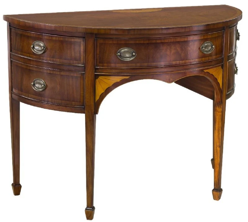 Casa Padrino Luxus Jugendstil Kommode Dunkelbraun / Hellbraun 115 x 59 x H. 86 cm - Halbrunde Mahagoni Kommode mit Schublade und 2 Türen - Jugendstil Möbel