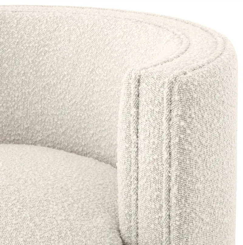 Casa Padrino Luxus Drehsessel Cremefarben / Matt Gold 80 x 73 x H. 71,5 cm - Gepolsteter Wohnzimmer Sessel mit edlem Samtstoff - Luxus Möbel