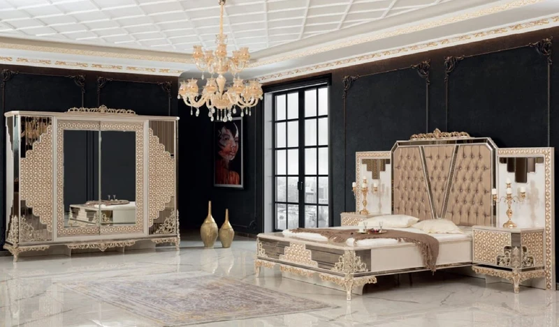 Casa Padrino Luxus Barock Schlafzimmerschrank Weiß / Gold - Prunkvoller Massivholz Kleiderschrank im Barockstil - Barock Schlafzimmer Möbel