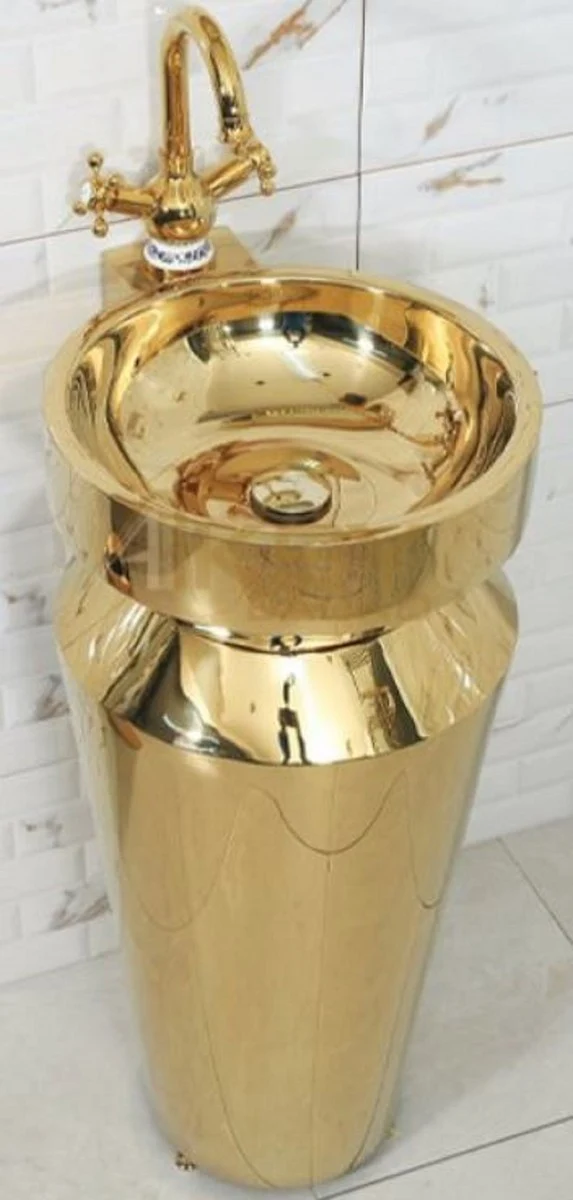 Casa Padrino Luxus Edelstahl Waschtisch Gold 40 x H. 86 cm - Goldene Badezimmer Möbel - Hotel & Restaurant Kollektion - Luxus Qualität