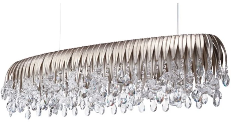 Casa Padrino Luxus Kronleuchter Silber 120 x 35 x H. 26 cm - Metall Kronleuchter mit Swarovski Kristallglas - Luxus Qualität - Made in Italy
