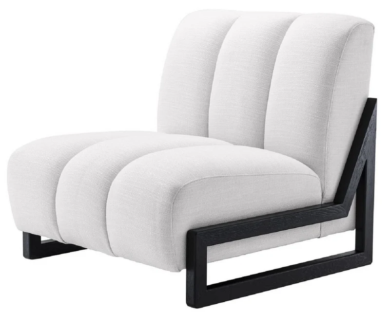 Casa Padrino Luxus Sessel Weiß / Schwarz 83,5 x 90 x H. 83,5 cm - Wohnzimmer Sessel - Hotel Sessel - Luxus Möbel