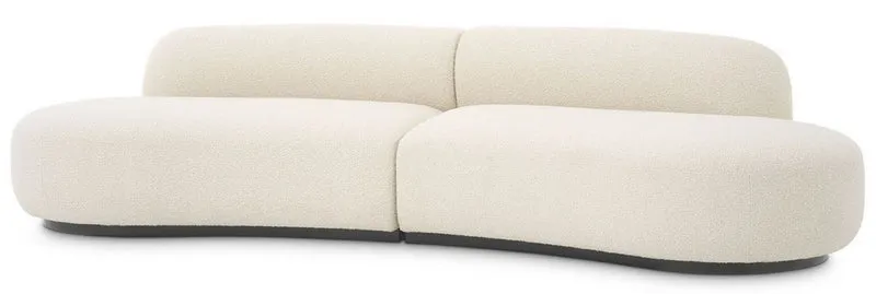 Casa Padrino Luxus Sofa Cremefarben / Schwarz 300 x 97 x H. 69 cm - Gebogenes Wohnzimmer Sofa - Wohnzimmer Möbel - Luxus Kollektion