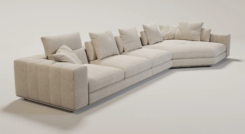 Casa Padrino Luxus Wohnzimmer Sofa mit Kissen Beige / Silber 400 x 130 x H. 56 cm - Luxus Wohnzimmer Möbel