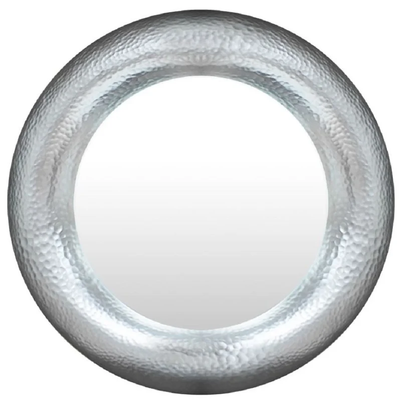 Casa Padrino Luxus Spiegel Silber Ø 120 cm - Runder Glasfaser Wandspiegel - Wohnzimmer Spiegel - Garderoben Spiegel - Luxus Kollektion