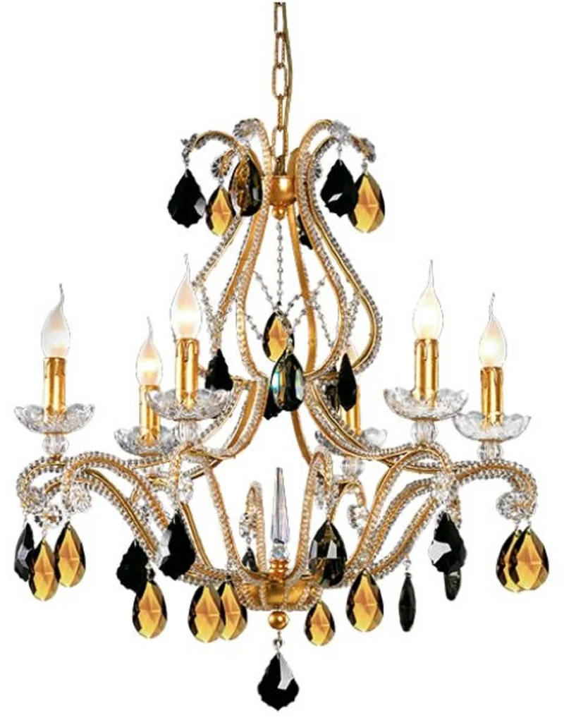 Casa Padrino Luxus Barock Kristall Kronleuchter Gold / Schwarz Ø 65 x H. 68 cm - Prunkvoller Kronleuchter mit Böhmischem Kristallglas - Luxus Qualität