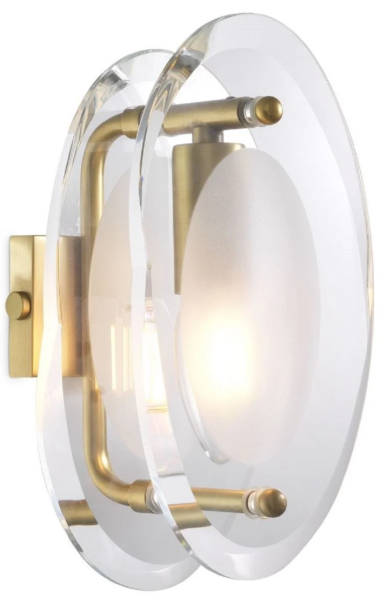 Casa Padrino Luxus Wandleuchte Antik Messingfarben 13 x 13 x H. 22 cm - Elegante Ovale Wohnzimmer Wandlampe - Luxus Leuchten