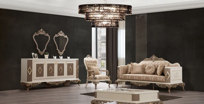 Casa Padrino Luxus Barock Couchtisch Weiß / Braun / Gold 130 x 92 x H. 50 cm - Prunkvoller handgefertigter Wohnzimmertisch im Barockstil - Barock Möbel