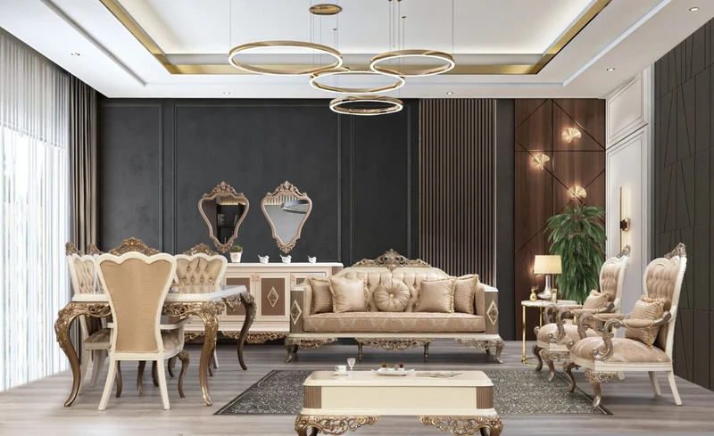 Casa Padrino Luxus Barock Couchtisch Weiß / Braun / Gold 130 x 92 x H. 50 cm - Prunkvoller handgefertigter Wohnzimmertisch im Barockstil - Barock Möbel