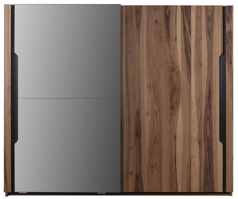 Casa Padrino Luxus Schlafzimmerschrank Braun 260 x 70 x H. 220 cm - Moderner Massivholz Kleiderschrank mit 2 Schiebetüren - Luxus Schlafzimmer Möbel